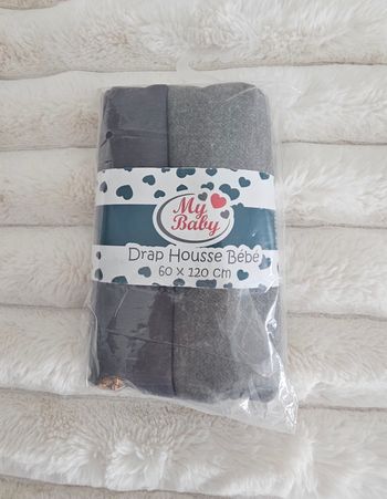 Lot de 2 draps housses 100% coton 60×120 cm Neufs