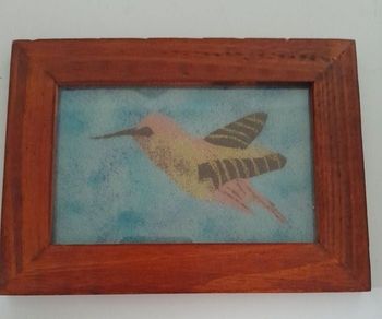 Tableau de sable  oiseau 18,5x13,5 cm