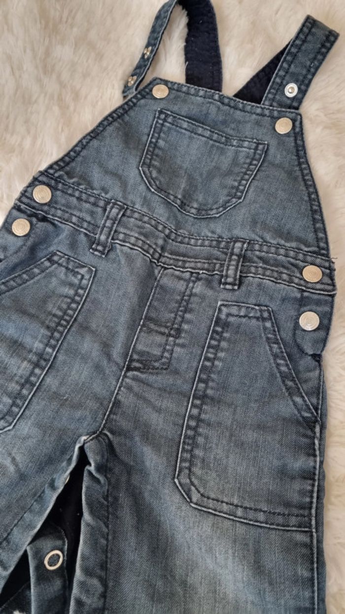Salopette doublée en jean Du Pareil Au Même DPAM 12mois - photo numéro 2