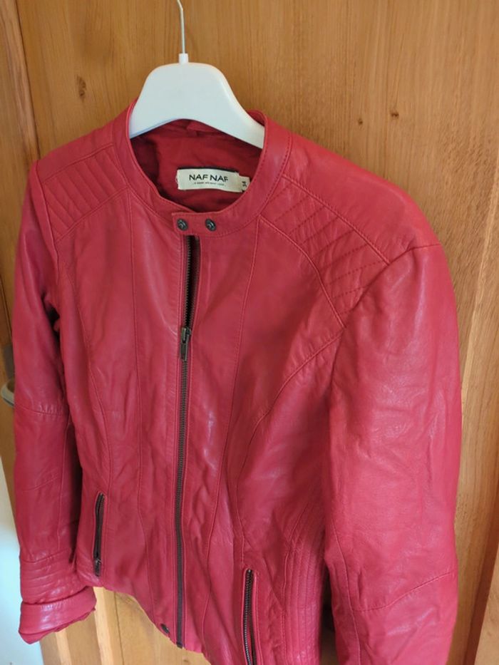 Veste Naf Naf en simili en rouge xs - photo numéro 2