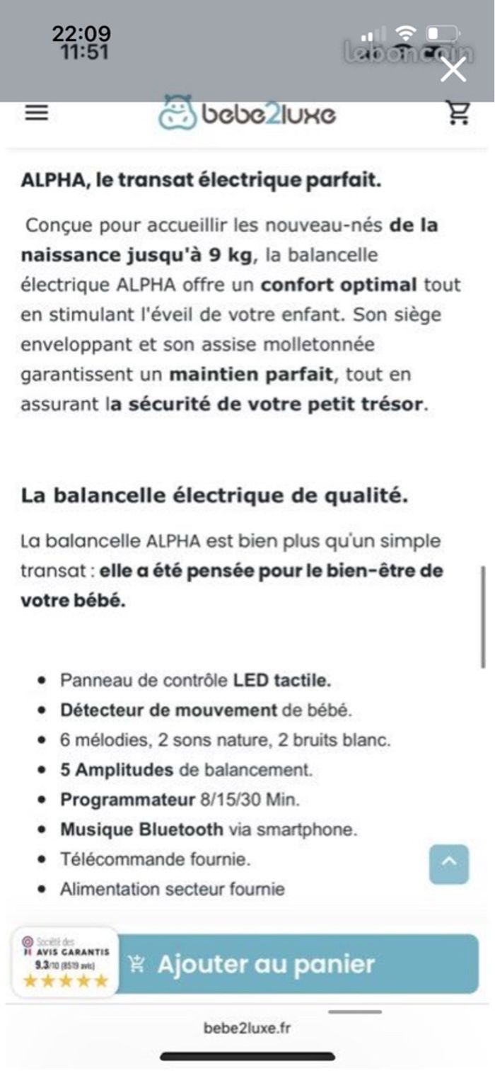 Balancelle / Transat électrique Alpha Bebe2luxe - photo numéro 7