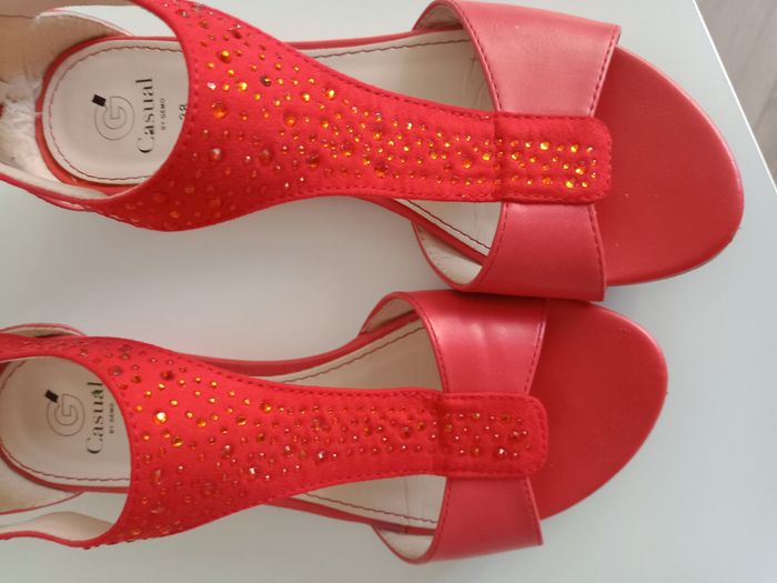Sandales compensées corail Casual by Gémo - photo numéro 3