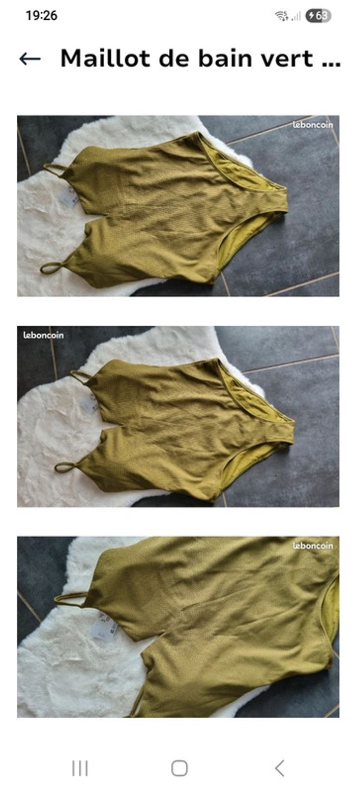 Maillot de bain neuf vert 1 pièce 46 48 xxxl - photo numéro 3
