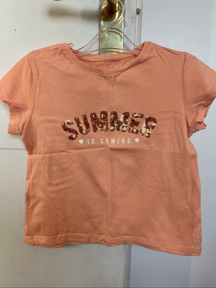 Tee-shirt Kiabi orange sequins