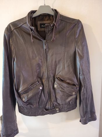 Veste cuir marron