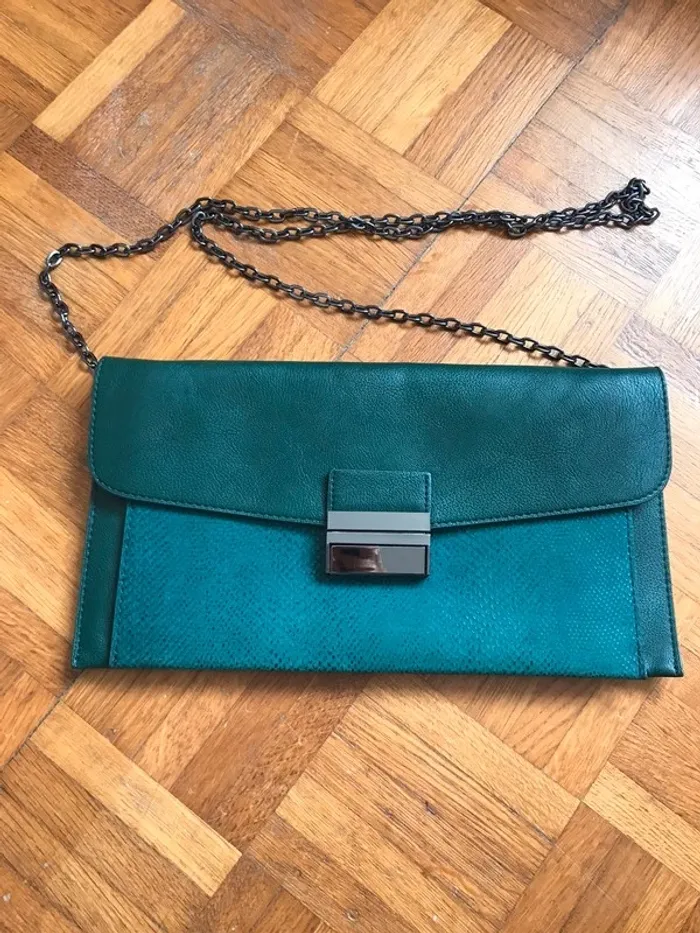 Sac pochette en cuir verte Parfois