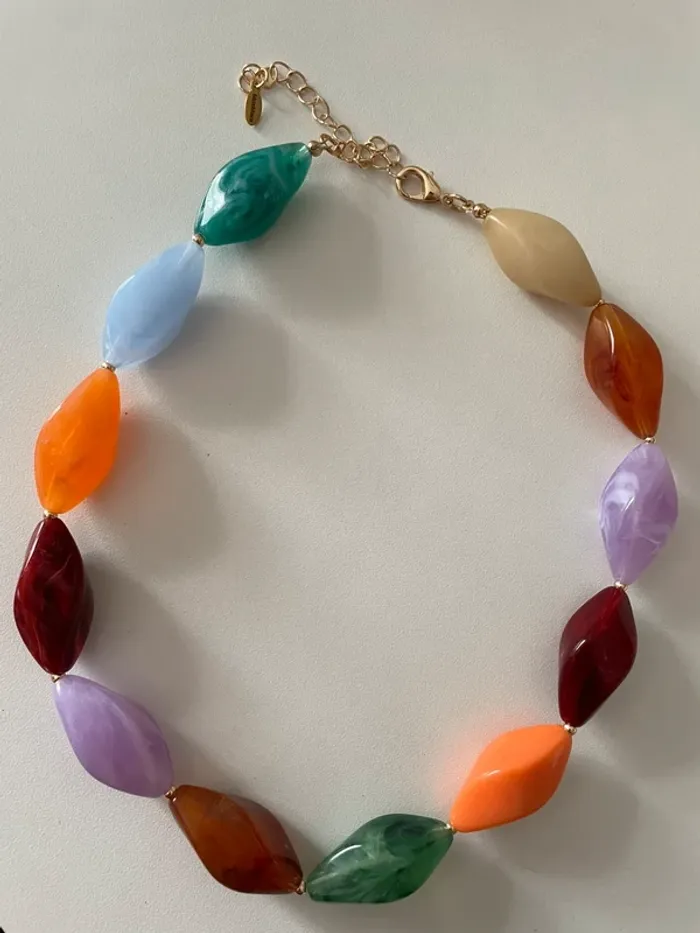 Collier MaxMara coloré perles effet pierre - photo numéro 4