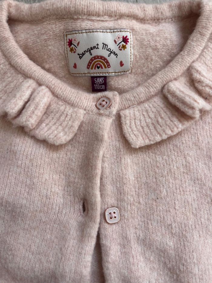 Gilet fille rose pale laine 5 ans - photo numéro 2