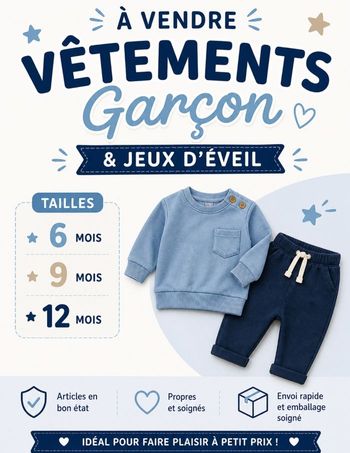 Vêtements 6/9/12 mois garçon