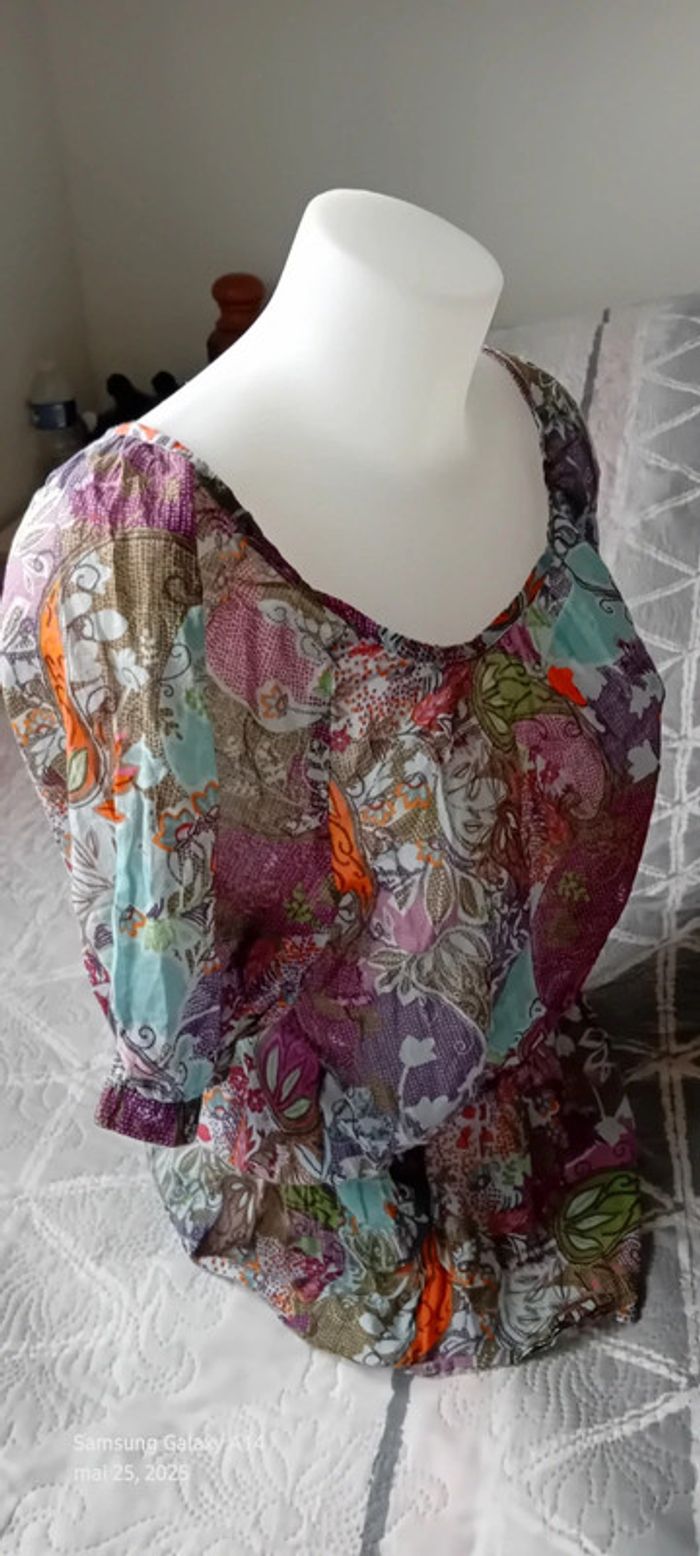 Blouse légère motif fleurs colorées femme 42/44 camaïeu - photo numéro 5