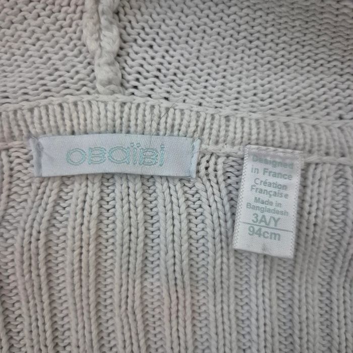 Gilet à capuche blanc Obaïbi 3ans 94cm - photo numéro 5