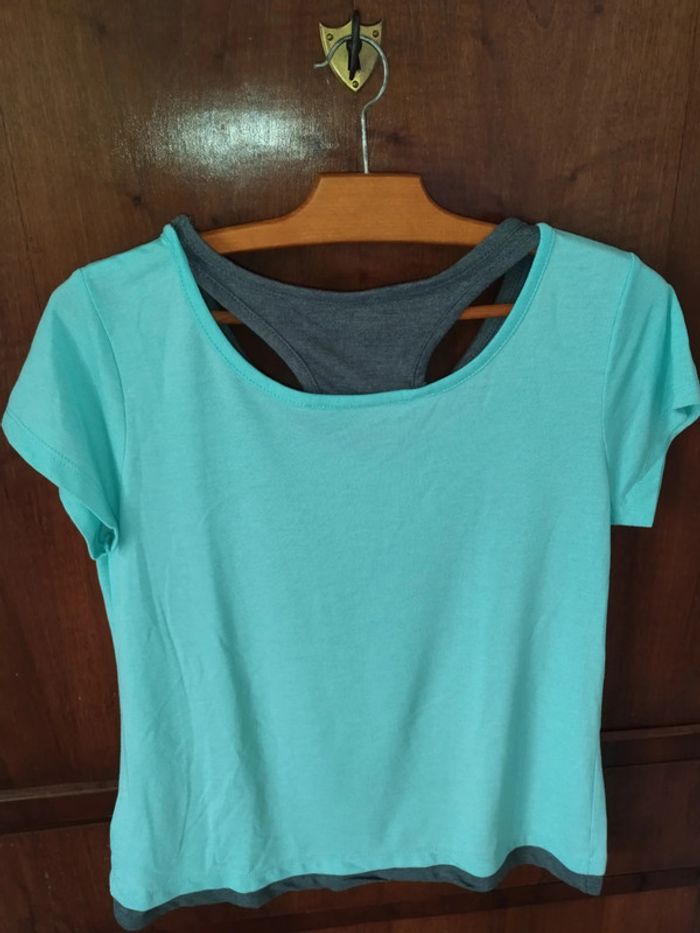 👟 T-shirt – Sport – Bleu et gris - Taille 38 - neuf - Tissaia 👟 - photo numéro 3