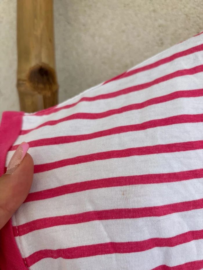 t-shirt marinière rose et blanc - photo numéro 4
