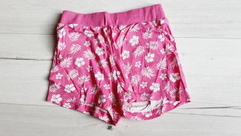 Vêtement fille short court rose motifs feuilles bpc 9 ans