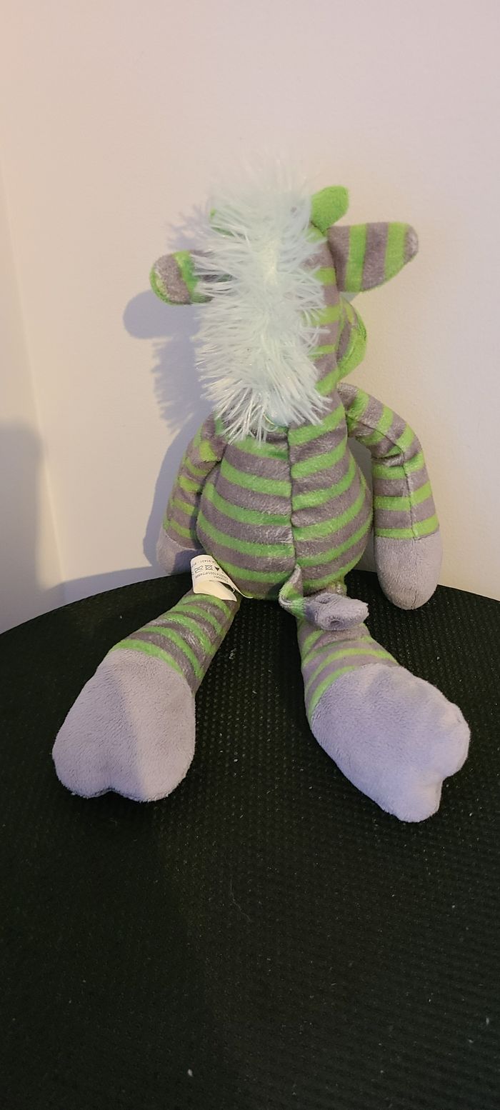 DOUDOU PELUCHE max & sax ANE CHEVAL VERT GRIS RAYE - photo numéro 3