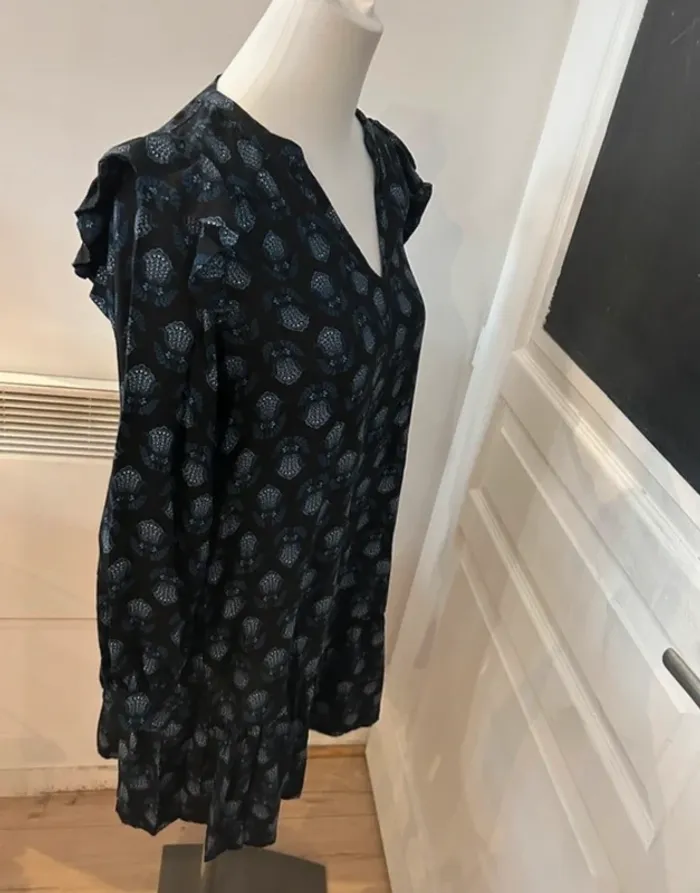 Ange robe bleu imprimée, florale, femme,  taille 0//34 Neuf avec étiquette - photo numéro 5