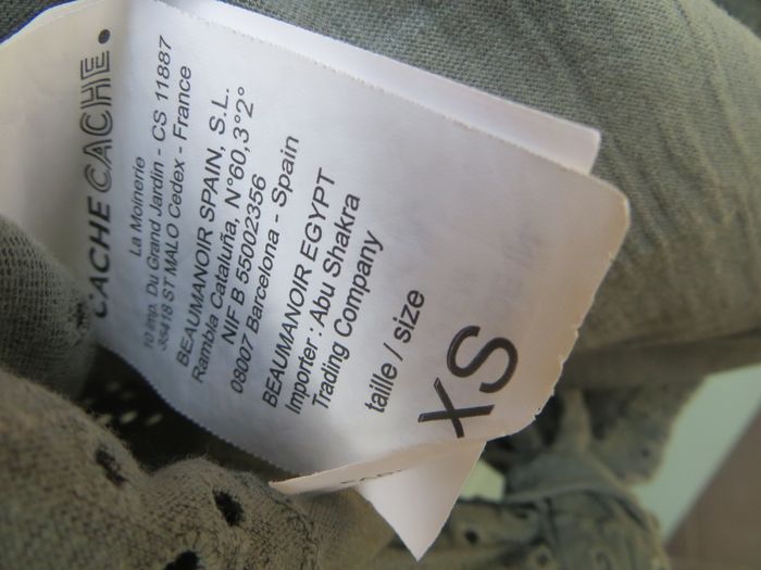 Top tshirt manches courtes kaki broderie anglaise cache cache xs - photo numéro 4