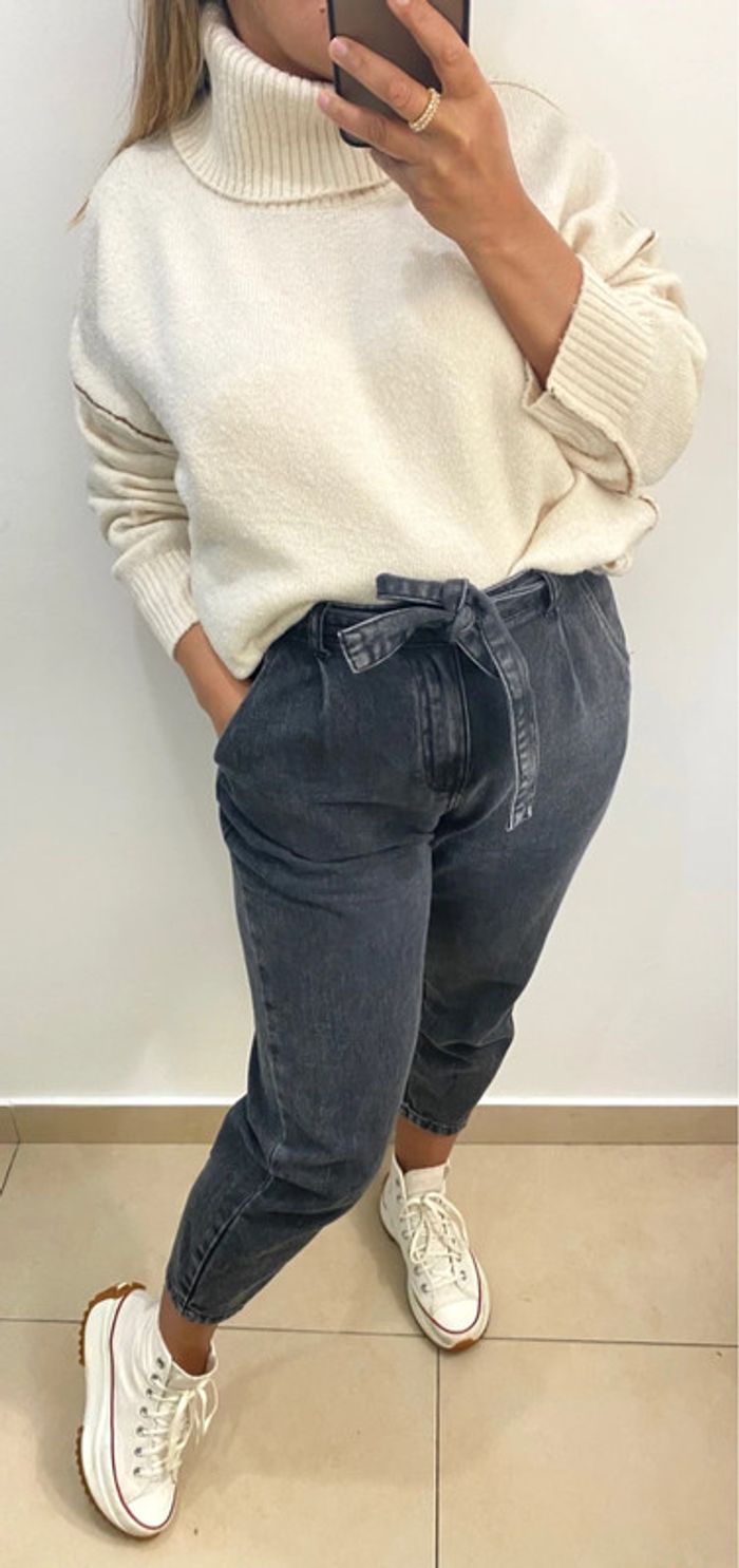 Superbe Pull Col Roulé Crème  Ample Taille M Et Plus - photo numéro 9