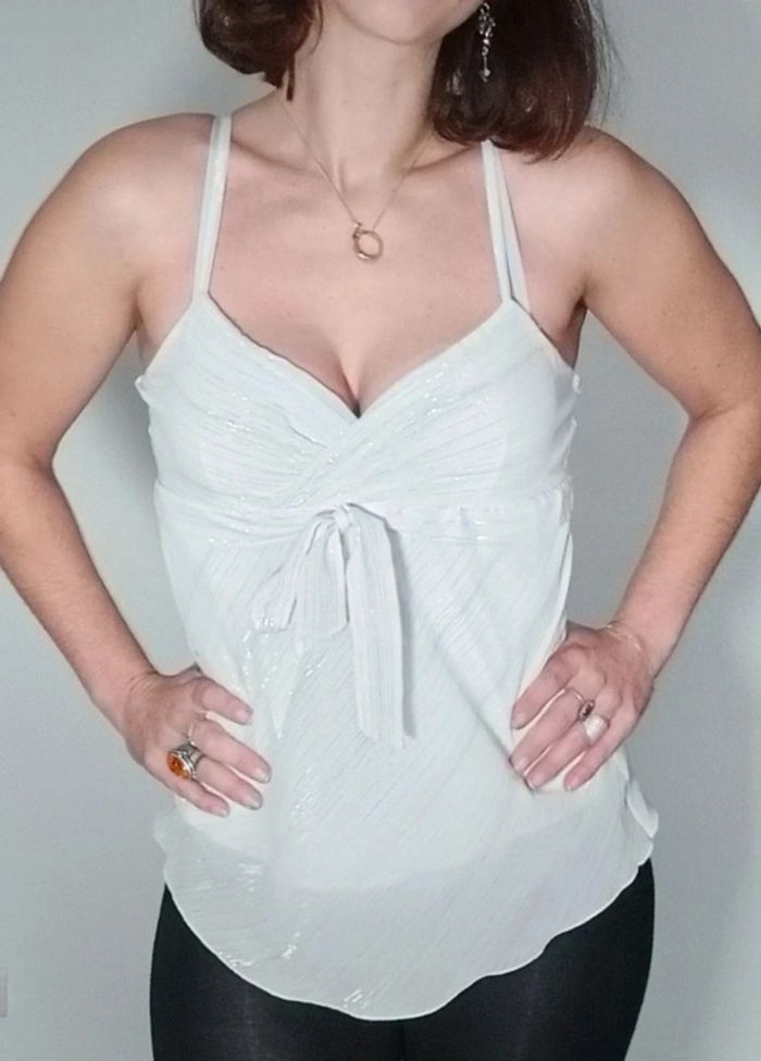 Top blanc décolleté pailleté 42 - photo numéro 2
