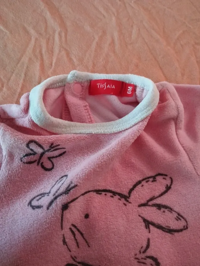 * Pyjama chaud rose motif lapin papillons T6M Tissaia - photo numéro 2