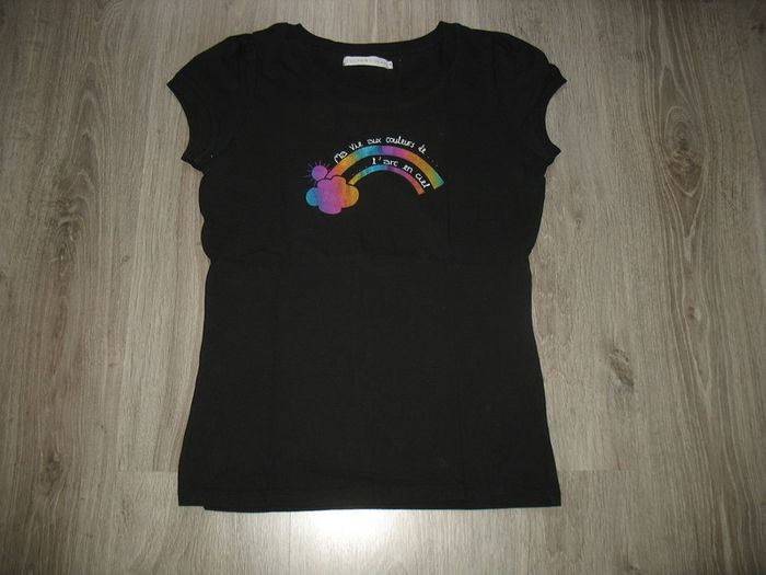 TEE SHIRT MC NOIR "CACHE CACHE" - TAILLE 4 - n°08