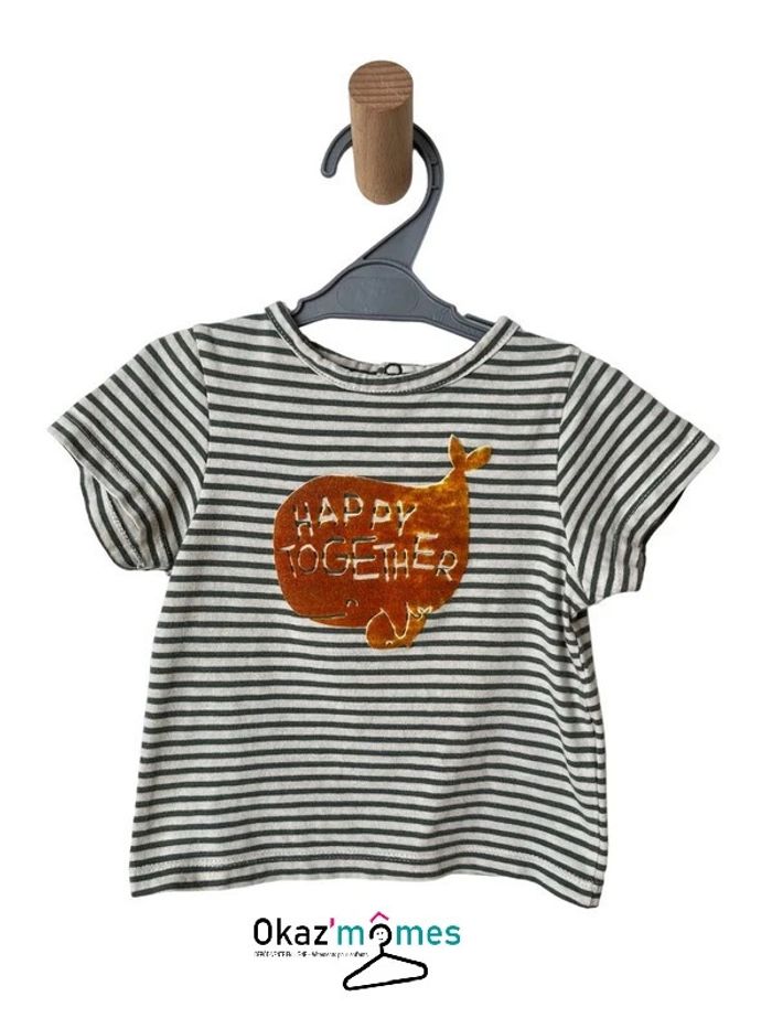T-shirt à manches courtes rayé (baleine) - Tape à l'oeil 9 mois