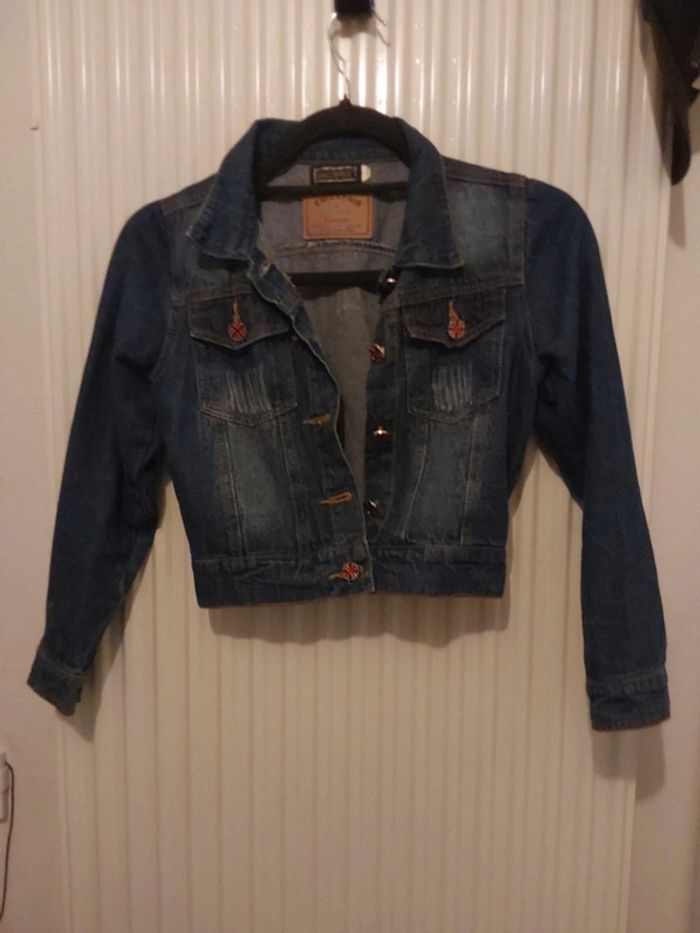 Veste en jean fille 10 ans bleu marine - photo numéro 3