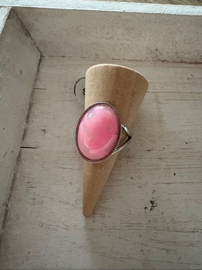 Bague argentée et rose T8 - photo numéro 2