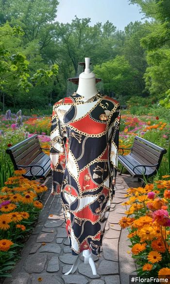 Robe longue imprimée chaînes et motifs, Sans marque, taille XL