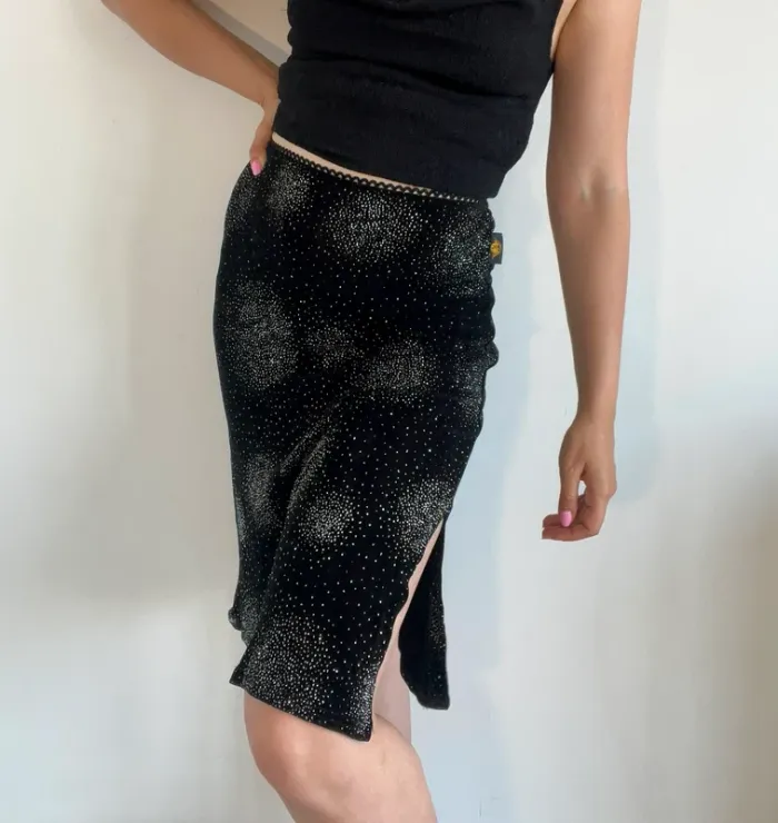 Jupe vintage y2k années 90 noire à paillettes taille S - photo numéro 2