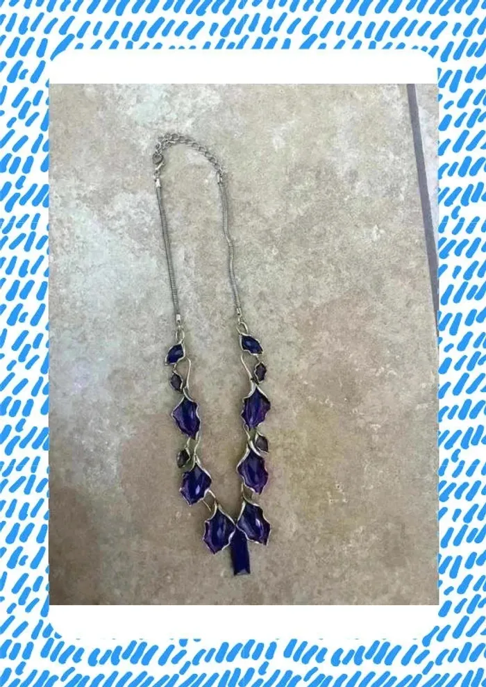 Collier imposant bleu argenté - photo numéro 2