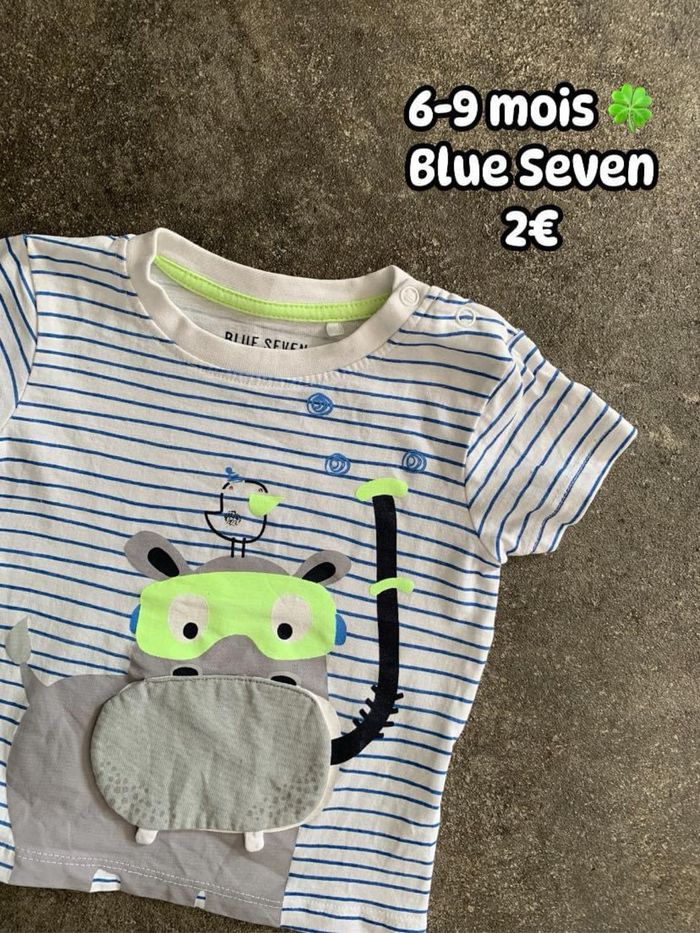 T-shirt 🍀 6-9 mois 🍀 Blue Seven