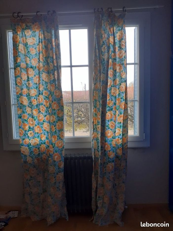 1 paire de rideaux à fleurs - photo numéro 2