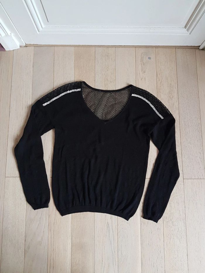 Pull noir 38 strass argenté - photo numéro 3