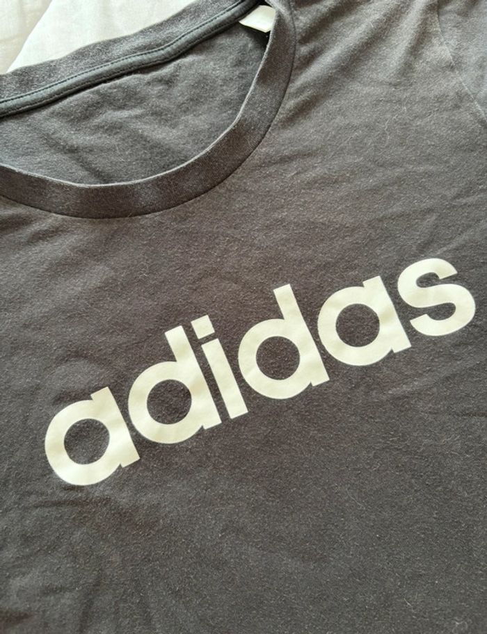 Lot 2 t-shirts Adidas femme S / 36 – noir logo blanc – coton - photo numéro 4