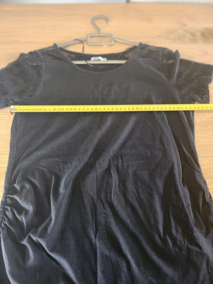 Tee-shirt top haut Gemo noir taille 38 M en excellent état avec dentelle - photo numéro 5