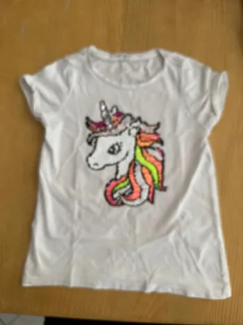 T-shirt licorne sequins H&M 7/8 ans