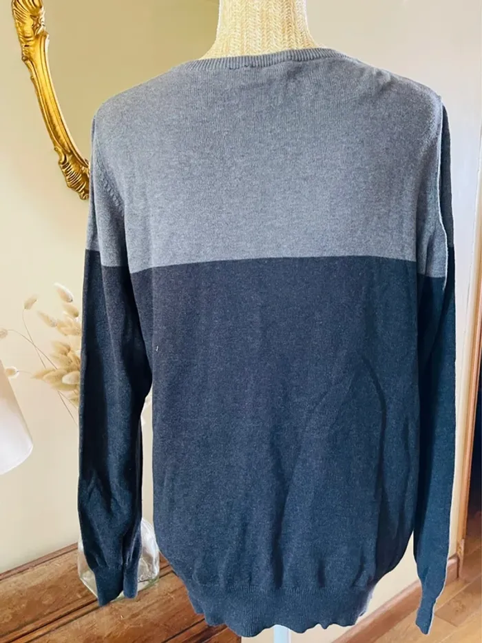 sublime Pull bicolore homme gris fonce et gris clair col rond manches longues livergy - photo numéro 5