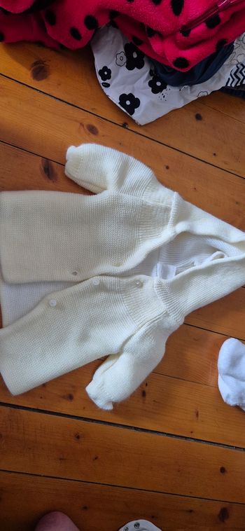 Gros gilet naissance-1mois en laine 