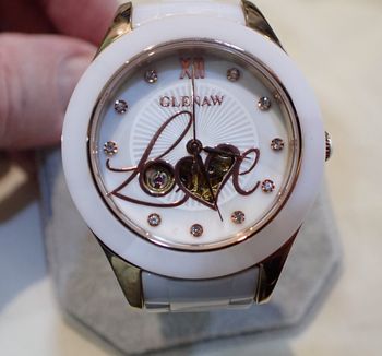 élégante montre automatique glenaw love à  cœur squelette ,bracelet céramic,