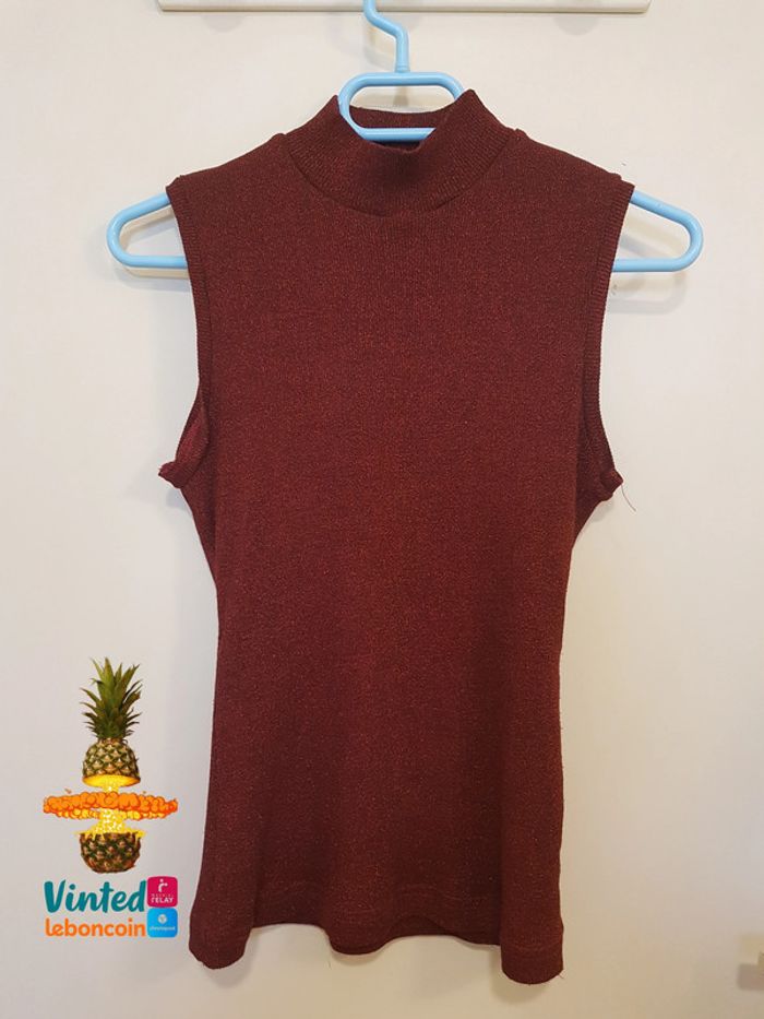 T-shirt sans manches / débardeur rouge à paillettes