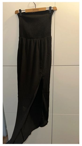 Robe longue/midi bustier noir avec fente Bershka neuve