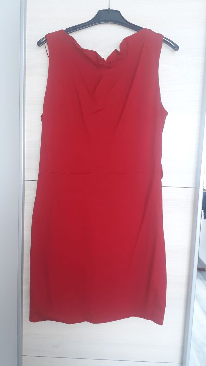 Robe droite rouge en jersey