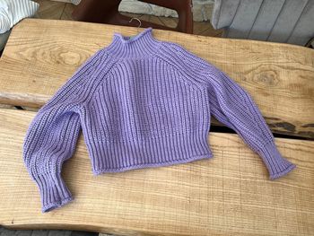 Femme Gros pull chaud épais côtelé col coulé H&M taille M couleur lilas
