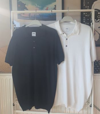 Lot de deux polos laine, Zara, blanc & noir, taille: L