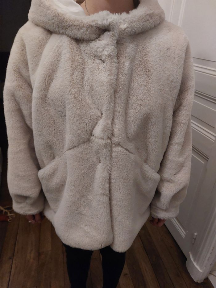 Manteau Mango cuir noir et marron