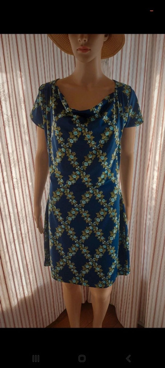 Robe fond bleu fleuries King Louie  taille M