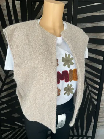 Superbe veste sans manches gilet beige