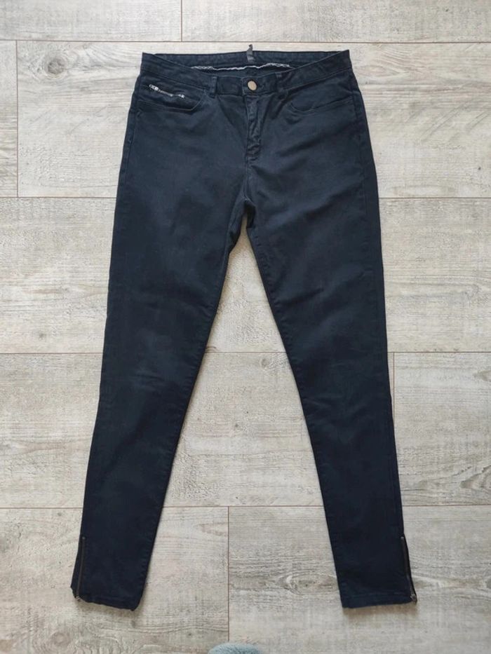 Jeans skinny stretch noir chevilles zippées taille 38 Naf Naf