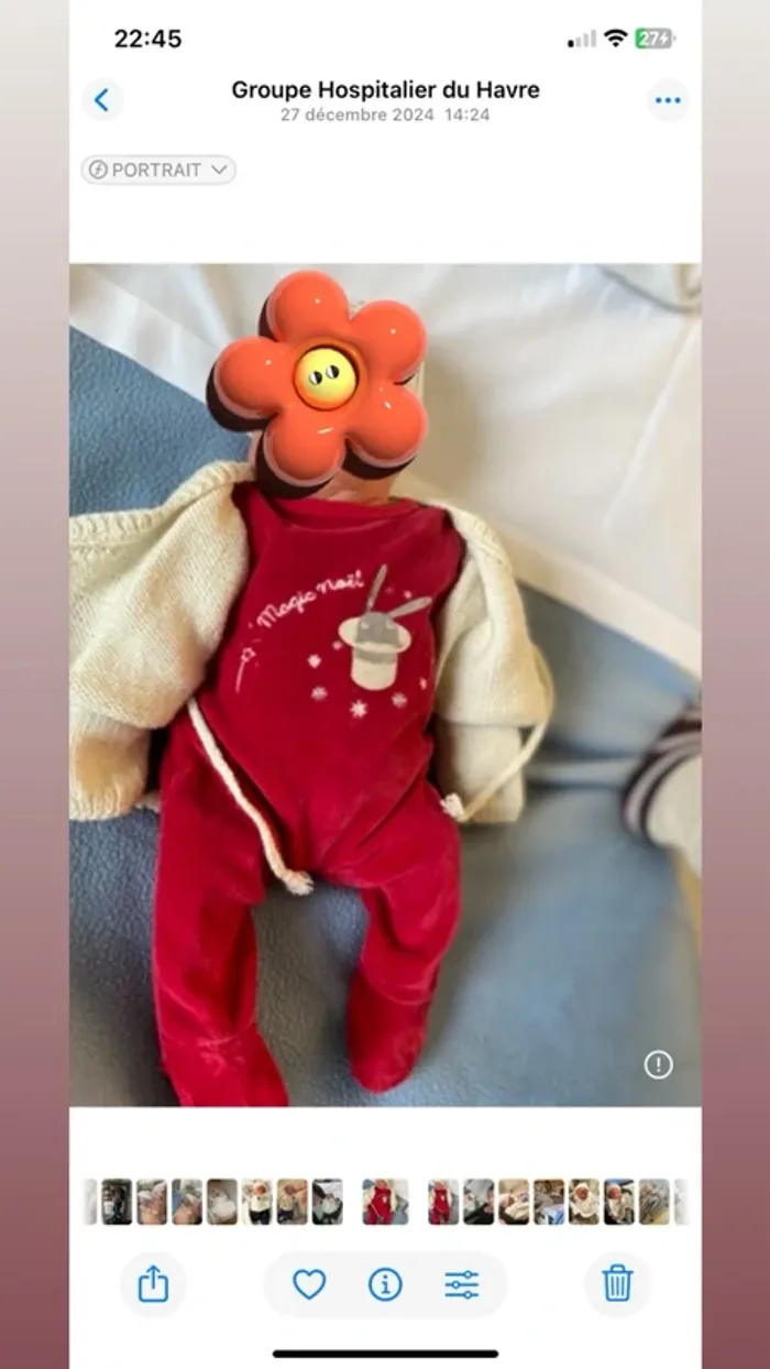 Pyjama rouge “Un tour de magie” Vertbaudet - Taille Naissance - photo numéro 5